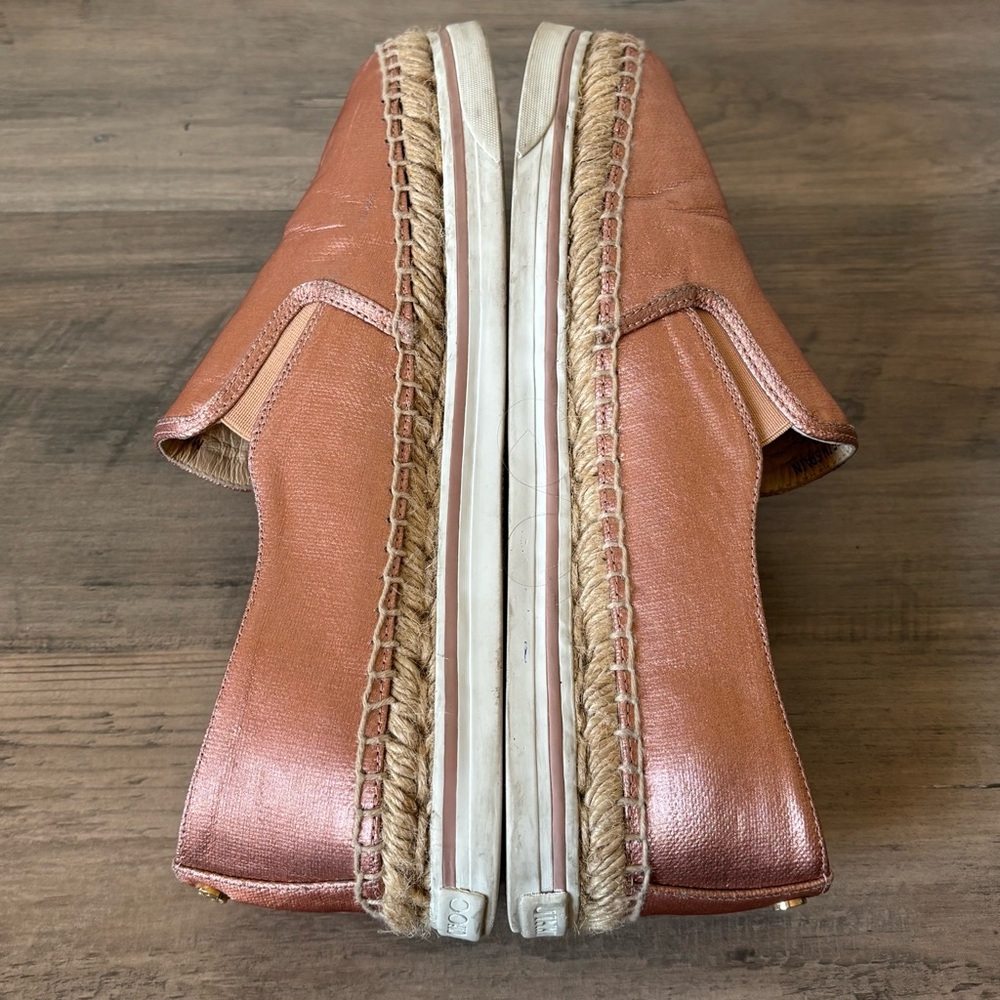 Jimmy Choo Women Espadrille 10 Copper Shoes‎  Metallic Jute Trim Size 40 Slip On - Picture 7 of 11